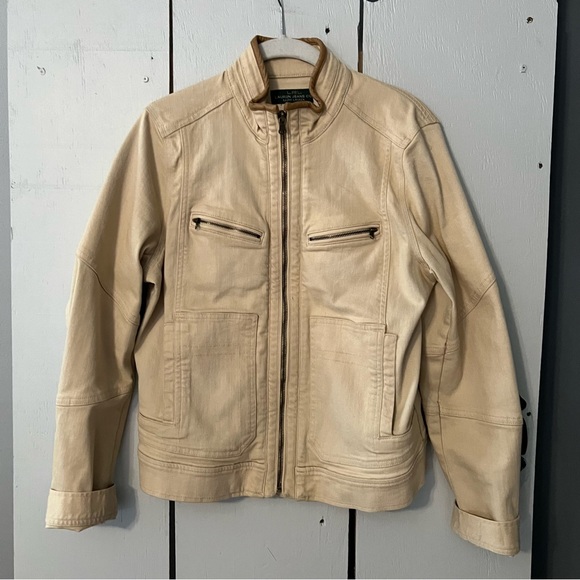 Lauren Ralph Lauren Women Jacket Large Leather Detail Cotton Blended - Picture 1 of 10